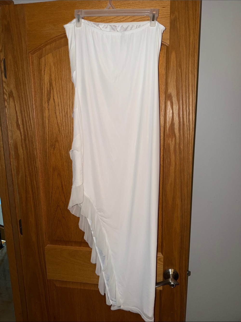 Pretty Garden - White Ruffle Asymmetrical Women's dress - Picture 2 of 3